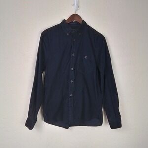French Connection Mens Black Corduroy Cotton Button‎ Up Shirt Size M Long Sleeve